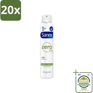 20 x Sanex - Deodorant Spray - Zero% Normal Skin - Zonder Toevoegingen - 200 ml - Grootverpakking - Sanex Zero% Deodorant Spray - Deodorant Spray Normale Huid - Frisheid Zonder Toevoegingen - Aluin Deodorant - Dermatologisch Getest