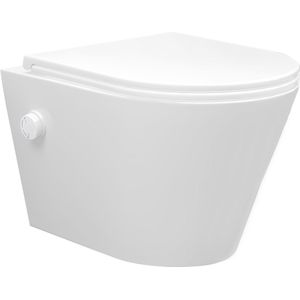 Sanifun rimless hangtoilet Rambo met warm - koud water bidet-functie mat wit 520