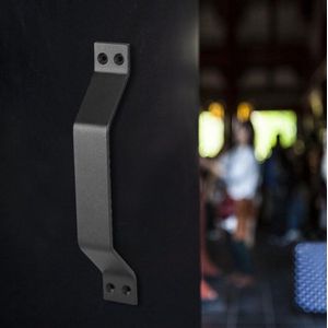 Schuurdeurklink Heavy Duty Massief koolstofstaal - plat ontwerp - houten deur decoratie .