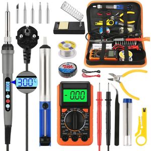 Professionele Soldeerboutset met Digitale Multimeter - 19 Stuks, Instelbare Temperatuur 180-500 °C, Inclusief Soldeerpunten, Standaard en Desoldeerpomp