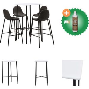 vidaXL 5-delige Barset stof donkergrijs - Set tafel en stoelen - Inclusief Houtreiniger en verfrisser