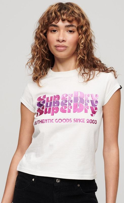Superdry - Retro Glitter Logo - T-shirt - Korte Mouwen