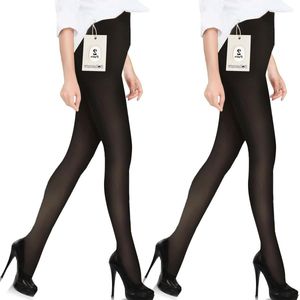 2-pack ondoorzichtige panty's voor dames met buikcontrole - 120/70 denier, hoge taille - zwart - One size - 2 stuks