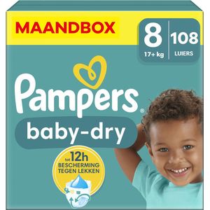 Pampers - Baby Dry - Maat 8 - Maandbox - 108 luiers - 17+ KG