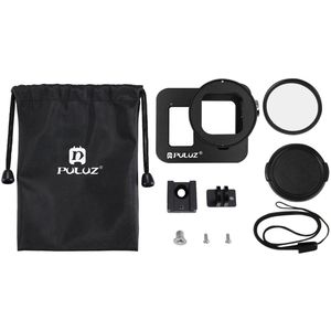 PULUZ behuizing CNC aluminium beschermende kooi met verzekerd frame en 52 mm uv lens voor GoPro HERO8 zwart