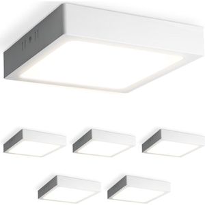 Set van 6 Carolina opbouwspots vierkant - 12 Watt 1160 Lumen - Wit - 4000K neutraal wit - LED downlight - IP20 stofdicht - 160mm