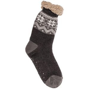 Heren huissokken met antislip - warme huissokken - antislip sokken - cottage - antraciet - 42 /46