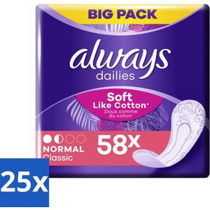 Always - Inlegkruisjes - Normal - Zacht - 58 Inlegkruisjes - Bulkverpakking - 25 stuks