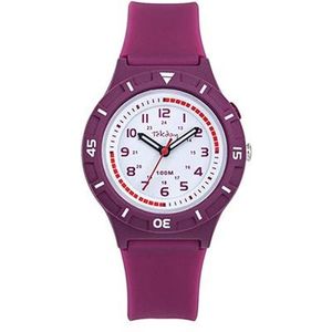 Tekday-meisjeshorloge-Paars-36mm kastformaat-met achtergrondverlichting-sportief-waterdicht-zachte silicone band.