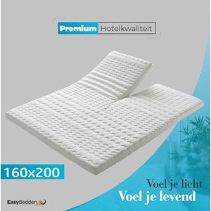 Easy Bedden SPLIT Topper matras 160x200 – Topdekmatras - HR45 Koudschuim – Antibacterieel - Orthopedisch Verantwoord - 4 Seizoenen - Premium Wasbare Afritsbare Hoes - circa 7 cm dik