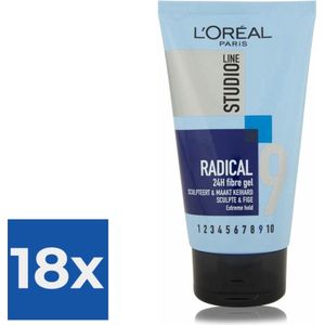 L'Oréal Paris Studio Line Radical 24h Fibre Gel - 150 ml - Extreme Hold - Voordeelverpakking 18 stuks