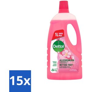 Dettol - Allesreiniger - Tegen Vet, Voedeselresten & Vuil - Kersenbloesem - 1L - Bulkverpakking - 15 stuks
