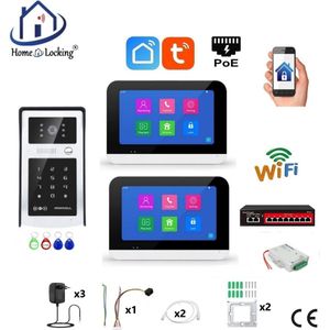 Smart WIFI deur intercom touchscreen met bediening via Smart Life APP werkt met Alexa en Google spraaksturing. T-2303V-1-2