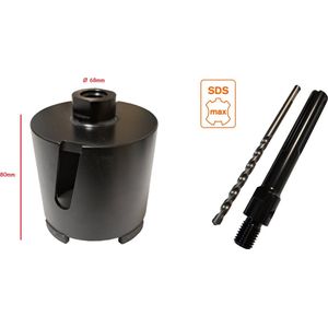 M16 Diamant Ø68mm SDS-MAX steen dozenboor gatenboor met centreerboor en spie voor electra dozen