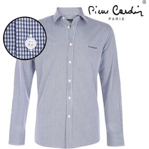 Pierre Cardin - Heren Overhemd - Stretch - Gingham - Blauw