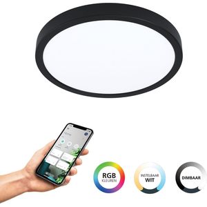 EGLO connect.z Fueva-Z Smart Opbouwlamp - Ø 28,5 cm - Zwart/Wit - Instelbaar wit licht - Dimbaar - Zigbee