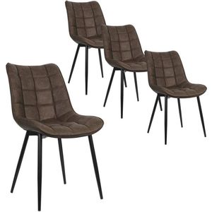 Rootz Set van 4 eetkamerstoelen - Moderne keukenstoelen - Stijlvolle zitplaatsen - Duurzaam kunstleer - Ergonomisch comfort - Vloerbescherming - 46 cm x 40,5 cm x 85,5 cm