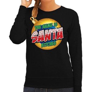 Foute kersttrui / sweater  The name is Santa bitches zwart voor dames - kerstkleding / christmas outfit L