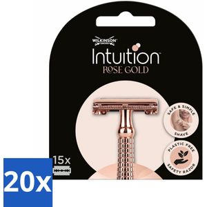 20 x Wilkinson Intuition - Navulmesjes - Rose Gold Safety Razor - Luxe - 15 mesjes - Scheermesjes - Navulmesjes - Veilig Scheermes - Luxe Scheermes - Gevoelige Huid