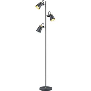 LED Vloerlamp - Torna Edwy - E14 Fitting - 3-lichts - Rond - Mat Zwart - Aluminium