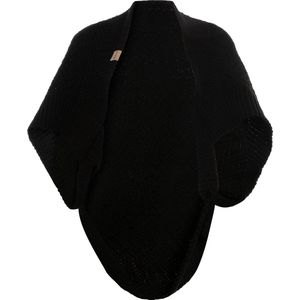 Knit Factory Amber Gerbreide Dames Bolero - Bolero Dames vest - 3/4 mouw - Gebreid damesvest - Gemaakt van 30% wol en 70% acryl - Zwarte dames bolerovest - Zwart - One size