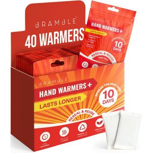 BRAMBLE 40 Handwarmers Herbruikbaar (8 uur warmte over 10 dagen) - Warmtepads voor Handschoenen, Fietsen, Golf