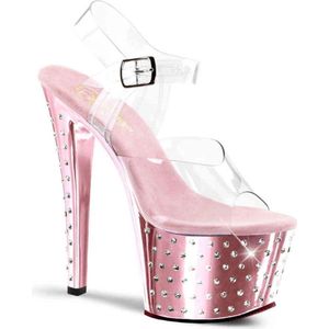 Pleaser - STARDUST-708 Sandaal met enkelband, Paaldans schoenen - Paaldans schoenen - 40 Shoes - Roze