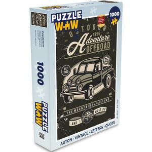 Puzzel Auto's - Vintage - Letters - Quote - Legpuzzel - Puzzel 1000 stukjes volwassenen