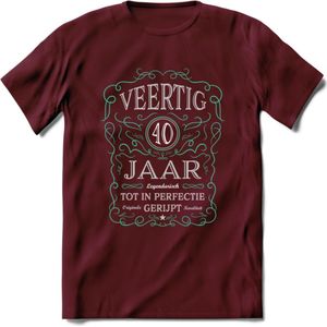 40 Jaar Legendarisch Gerijpt T-Shirt | Aqua - Grijs | Grappig Verjaardag en Feest Cadeau Shirt | Dames - Heren - Unisex | Tshirt Kleding Kado | - Burgundy - XXL