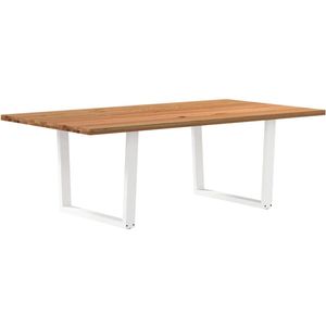 vidaXL - Eettafel - rechthoekig - 220x120x74 - cm - massief - eikenhout - lichtbruin