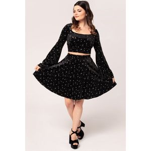 Hell Bunny Vela Skirt Korte rok zwart-wit XS Polyester - Gothic