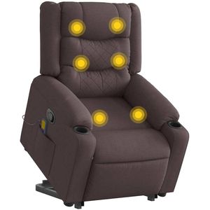 vidaXL - Sta-op-massagestoel - Verstelbaar - Donkerbruin - Stof