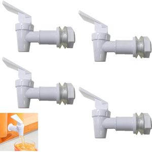 Pack of 4 Plastic Drink Dispenser Tap - Spare Drains - Cold Hot Drink Tap for Beer Keg - Glass Coffee Juice Drinking Fountain - White
