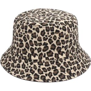 New Age Devi - ""Panterprint Bucket Hat voor Vrouwen - Perfect voor Hiking en Vissen - Zonnehoedje met Visserslook