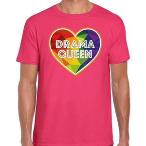 Bellatio Decorations Gay Pride t-shirt met tekst - heren - roze - drama queen - LHBTI/LHBTIQ XL