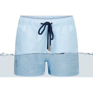 Ramatuelle Zwembroek Jongens - Magic print Zwembroek  - Print wordt zichtbaar zodra de stof nat wordt. - Maat 104 - Kleur  Licht blauw / Celeste