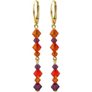 ARLIZI 1733 Oorbellen Swarovski Kristal Oranje Paars - Verguld - 6,5 cm