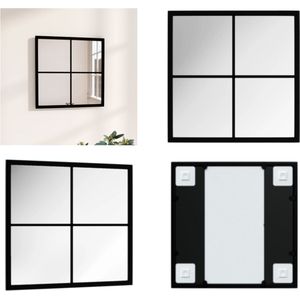 vidaXL Wandspiegel 40x40 cm metaal zwart - Spiegel - Spiegels - Wandspiegel - Muurspiegel