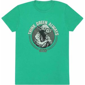 Disney Star Wars - Yoda Think Green Always Mens Tshirt - 2XL - Groen