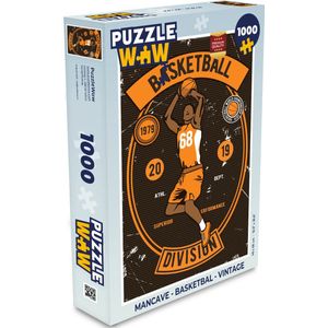 Puzzel Mancave - Basketbal - Vintage - Legpuzzel - Puzzel 1000 stukjes volwassenen