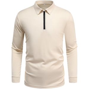 Allthemen Heren Lange Mouw Rek T-Shirt - Oversize Polo Met Halve Rits - S