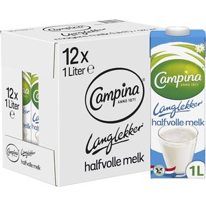 Campina Langlekker Halfvolle Melk Houdbaar - 12 x 1 L - Voordeelverpakking
