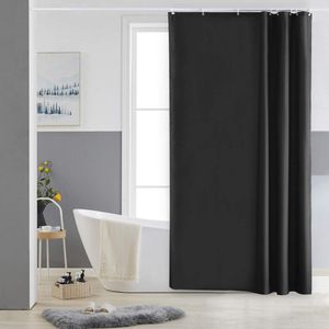 Douchegordijn, schimmelbestendige stof van wasbaar polyester, zwart, waterdichte stof, verzwaard, voor badkuip, met 6 haken, 100 x 180 cm