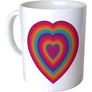 Mok Wit - Retro Hart - 300ml
