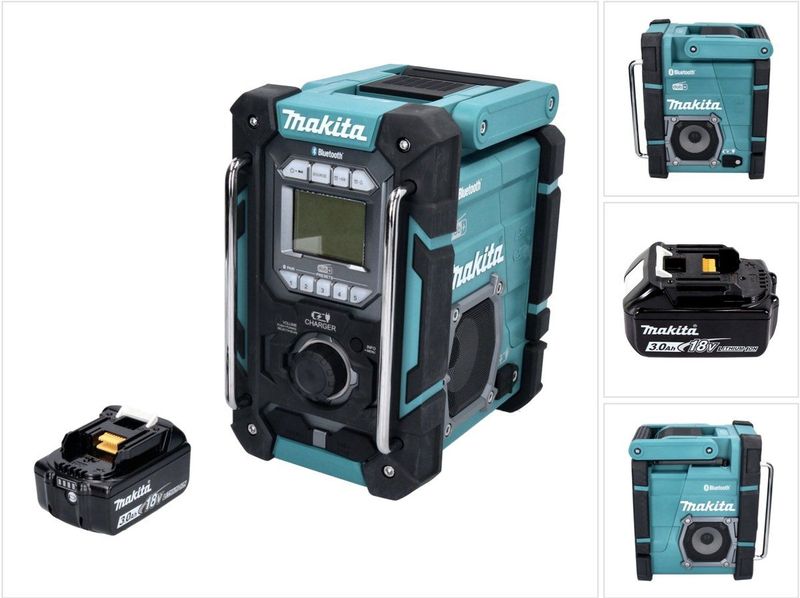 Makita - DMR 301 - Snoerloze Bouwplaatsradio - DAB / DAB+ / Bluetooth - 12 V max. - 18 V - Inclusief Accu 3.0 Ah