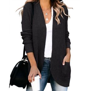 Women Loose Open Front Cardigan Long Sleeve Casual Lightweight Soft Knit Sweaters Coat with Pockets