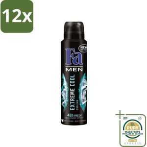 Fa Men - Extreme Cool - Deodorant Spray - Coolend - 150 ml - Voordeelverpakking - 12 stuks - Koele geur - Frisse geur