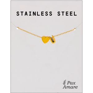 Letter U Armband Goudkleurig - Stainless Steel - Initiaal & Hartje Hanger - Initialen Armband op Cadeau Kaartje - Pax Amare