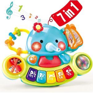 babies toys Muziekspeelgoed, olifant, babyspeelgoed vanaf 3 tot 6 maanden, motoriekspeelgoed, muziekinstrumenten met licht en geluid, kindertoetsenbord, babyspeelgoed vanaf 1 jaar, meisjes jongens