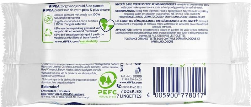 NIVEA Reinigingsdoekjes Mini Verfrissend - 3 x 7 stuks - Voordeelverpakking